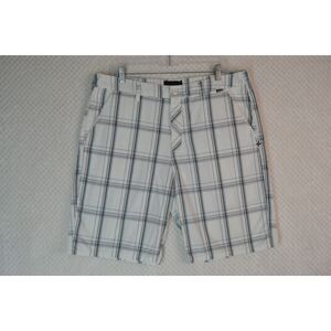 Hurley Men's 36 White Blue Plaid 10 inch Shorts**READ**